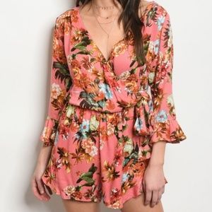 Last One! SM Get Lucky LA Pink Floral Romper